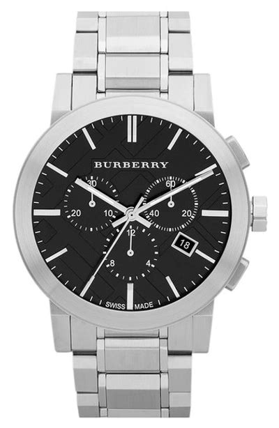 burberry check stamped chronograph bracelet watch 42mm|burberry watches outlet online.